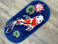 Koi Fish Tufted Rug: Handmade Acrylic Yarn Rug (31.5 X 15.5 Inches)