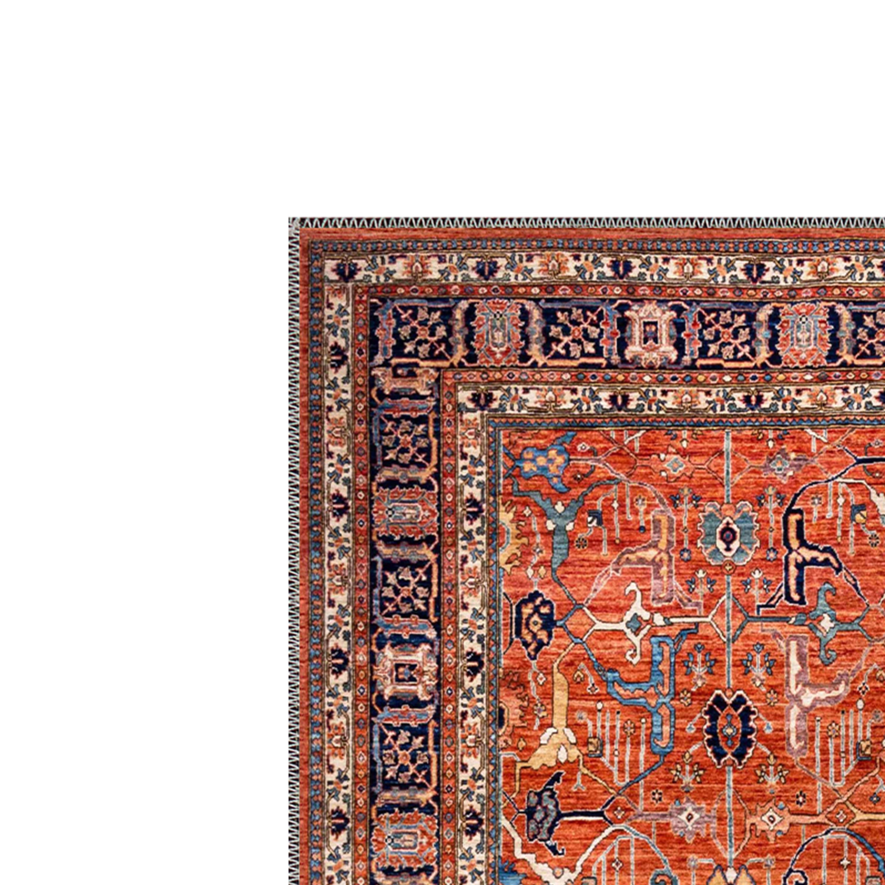 Large Vintage Persian Rug - Soft Chenille Oriental Style Carpet