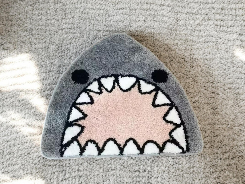 Shark Bathroom Mat – Soft Cartoon Anti-slip Plush Floor Rug For Kids’ Bathroom Or Home Decor